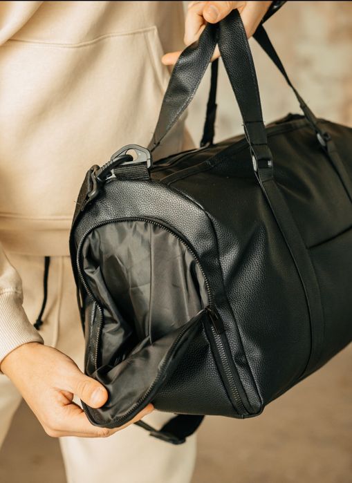 Мужская кожаная сумка через плечо, дорожная, спортивная, в спортзал