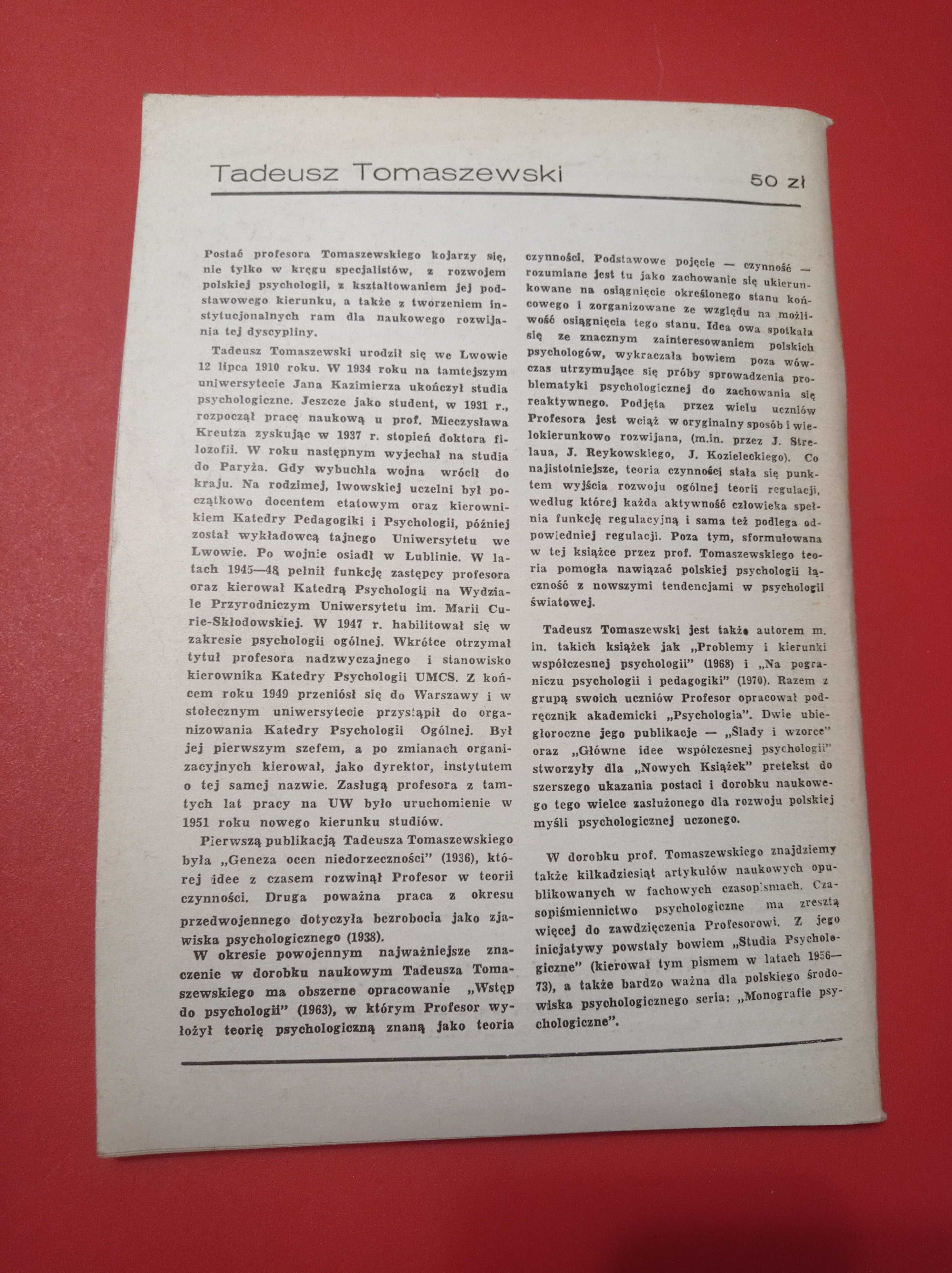Nowe książki, nr 1, styczeń 1985, Tadeusz Tomaszewski