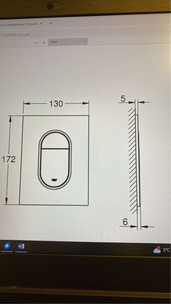 Przycisk spłukujący grohe złoty