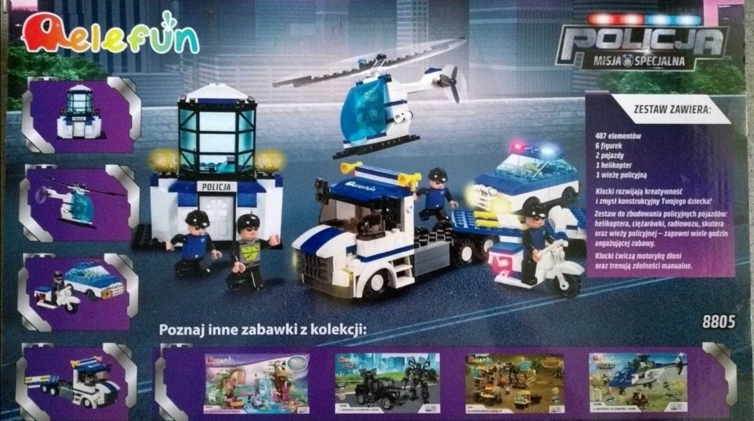 Klocki jak Lego policja  487szt. Nowe na prezent.