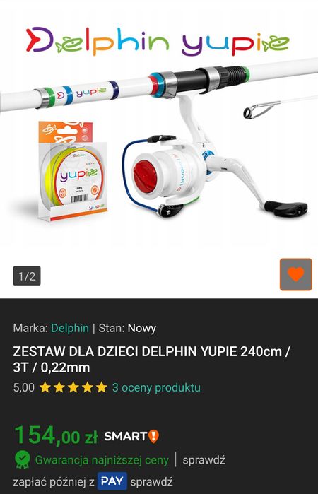 Zestaw Delphin yupie wędka, kołowrotek, żyłka