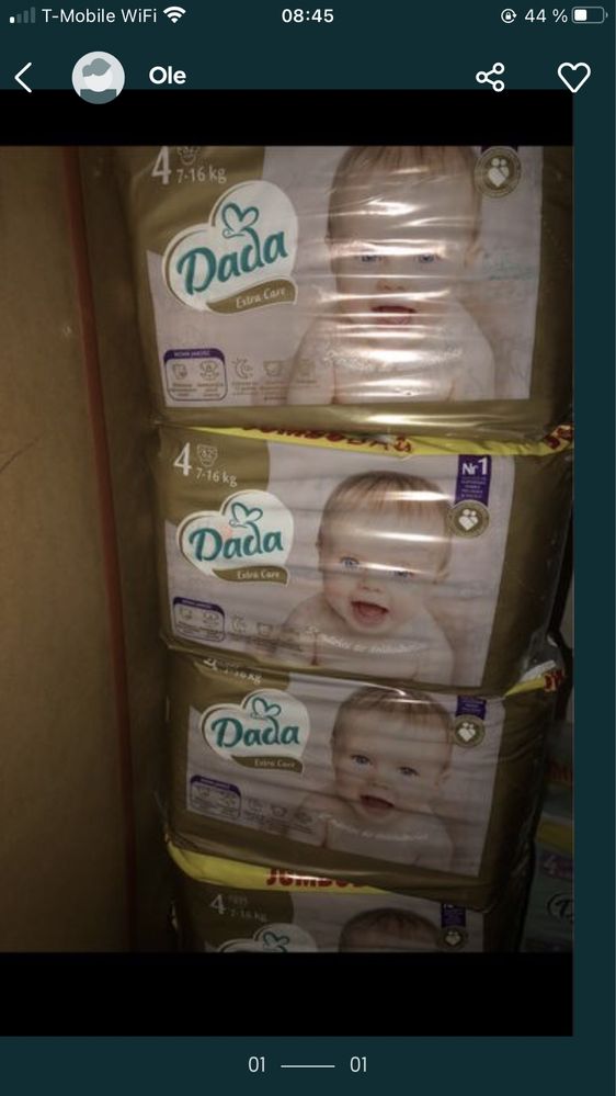 Mega duży zestaw Pieluchy Dada jumbobag extra care pampersy 4 7-16kg