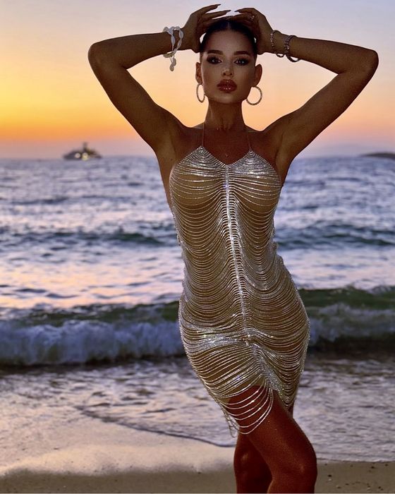 Сукня вечірня з розсипу страз