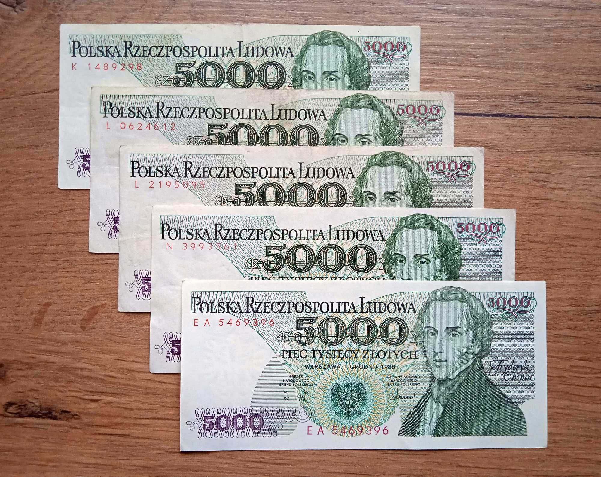 Banknoty PRL 5000 zł  1982/1988