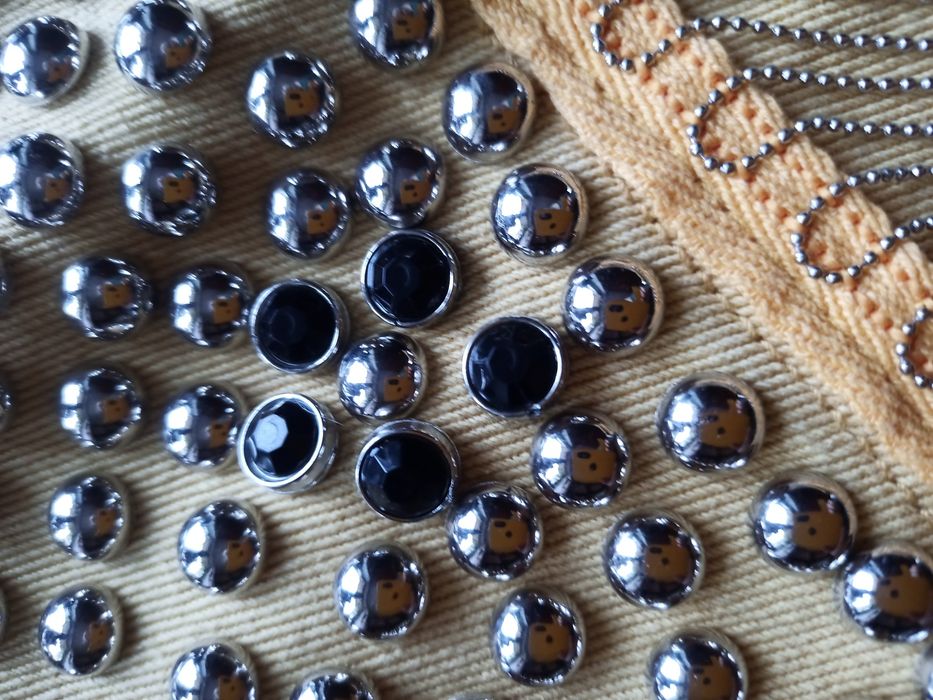 Kurtka ramoneska jeansowa ćwieki frędzle łańcuszki 42