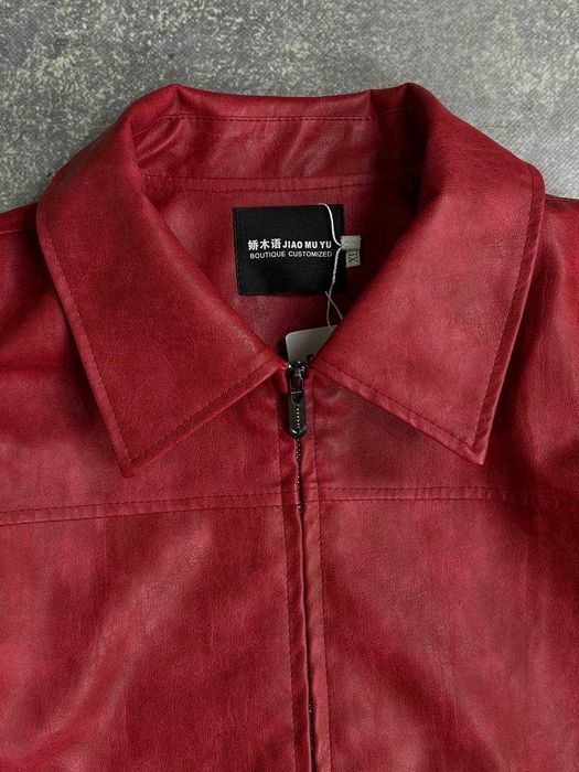 jacket куртка шкіряна курточка червона кожаная S M L XL
