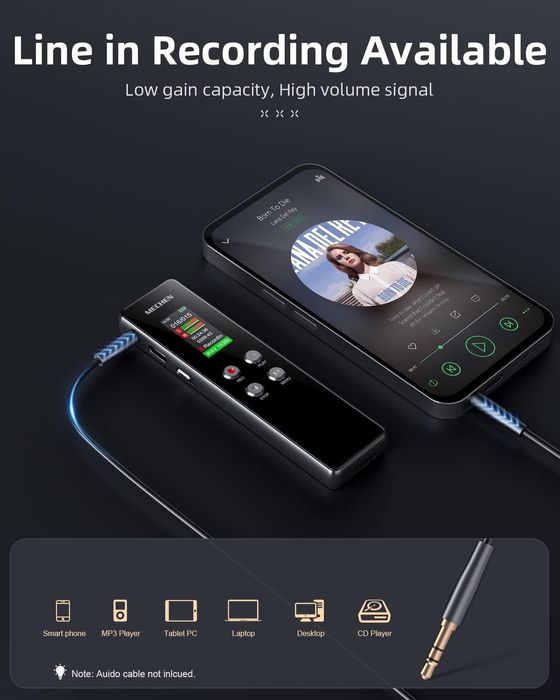 MECHEN Dyktafon 64 GB,, sterowanie głosem