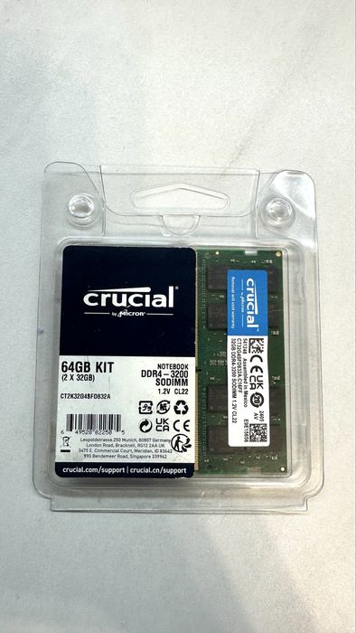 Оперативна памʼять DDR4 2x32GB/3200 Crucial Micron (CT2K32G4SFD832A)