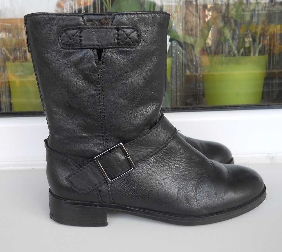 Botki CLARKS Softwear z Futerkiem Zamek Wygodne 100% Skóra 37/4