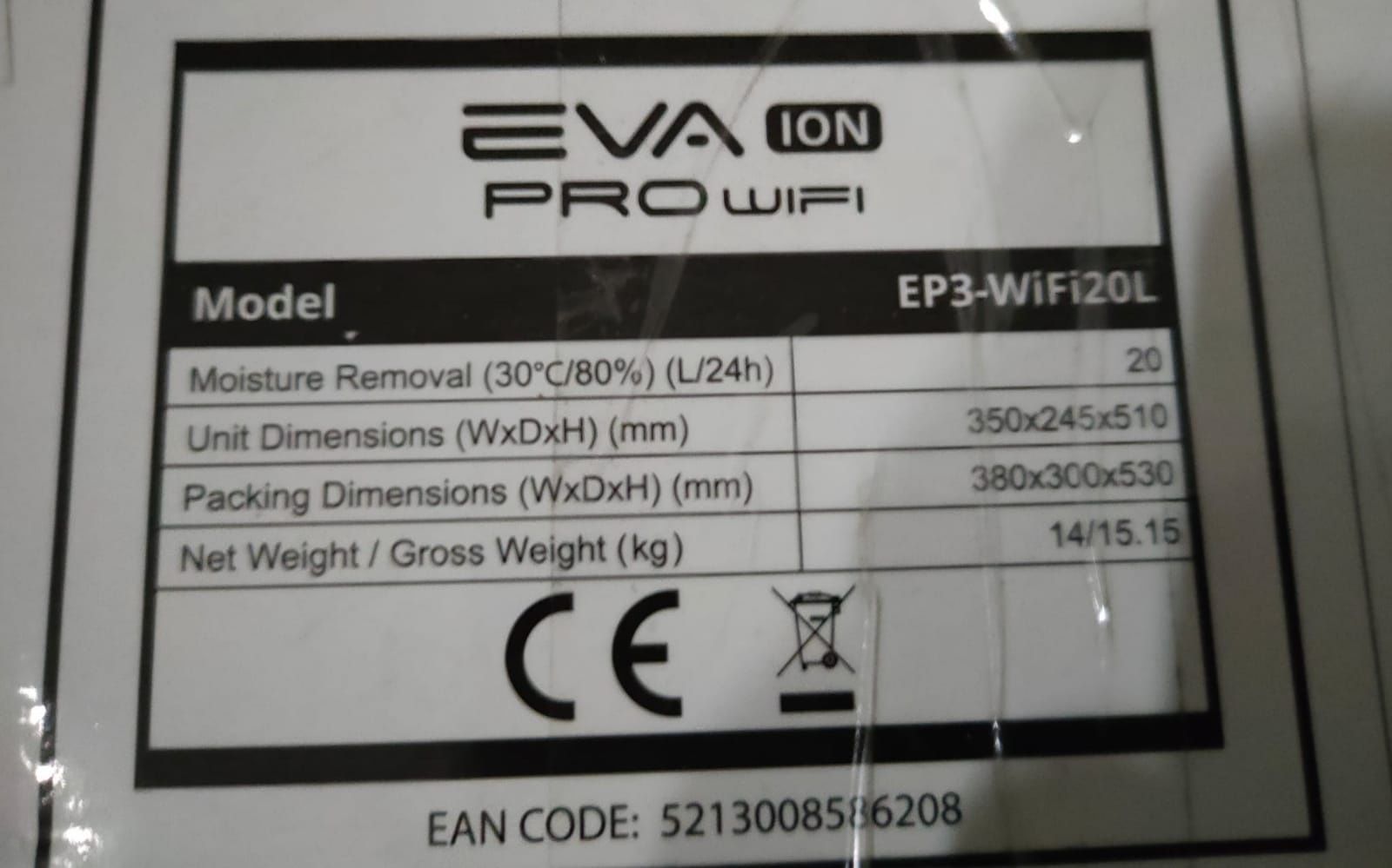 Osuszacz powietrza Inventor EVA ION EP3-WiFi 20L