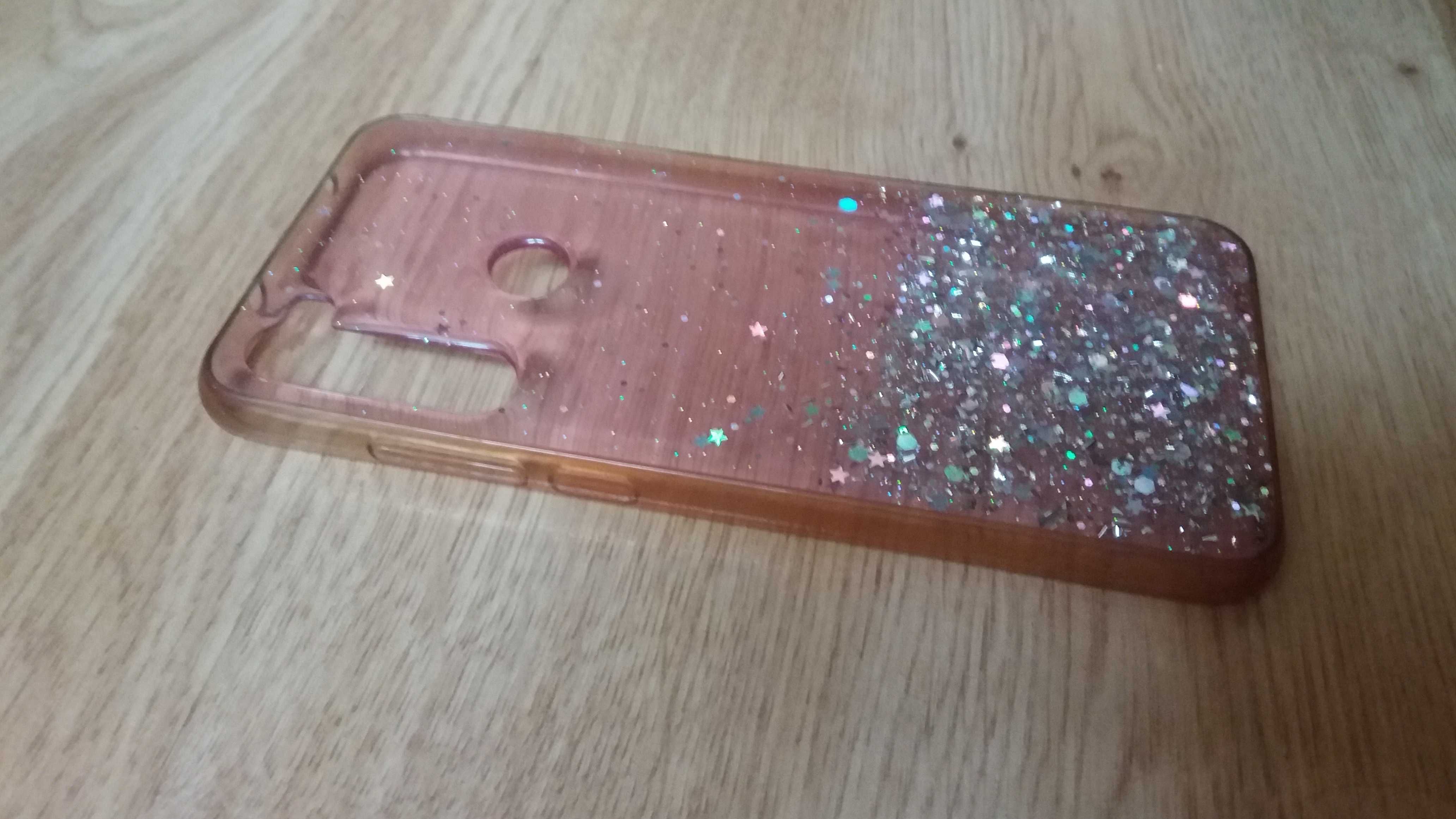 brokatowe etui różowe / fioletowe Redmi Note 8T