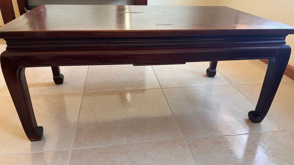 Mesa de Centro Baixa em Madeira Sólida - Estilo Oriental/Chinês