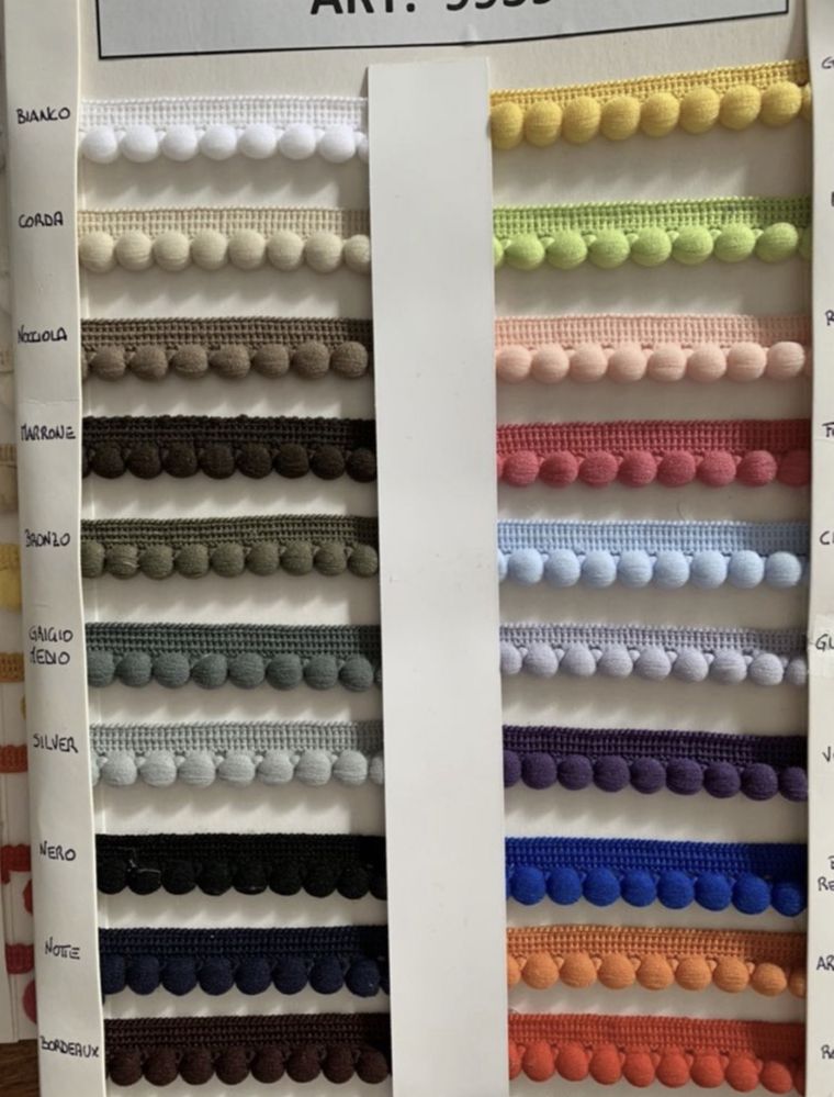 Pompony na taśmie, szare , 25 metrow