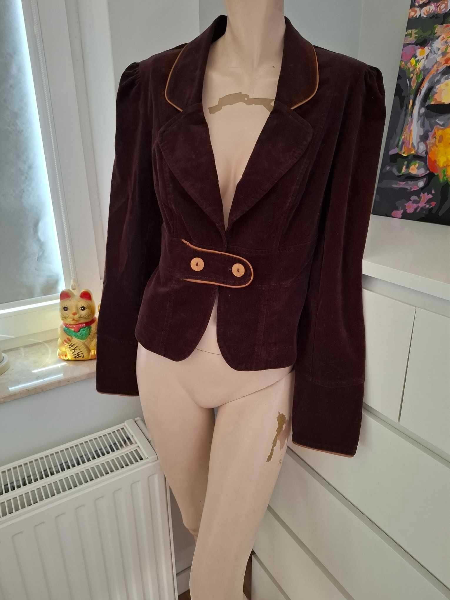 40 brązowa marynarka żakiet garsonka garnitur blezer elegancka vintage