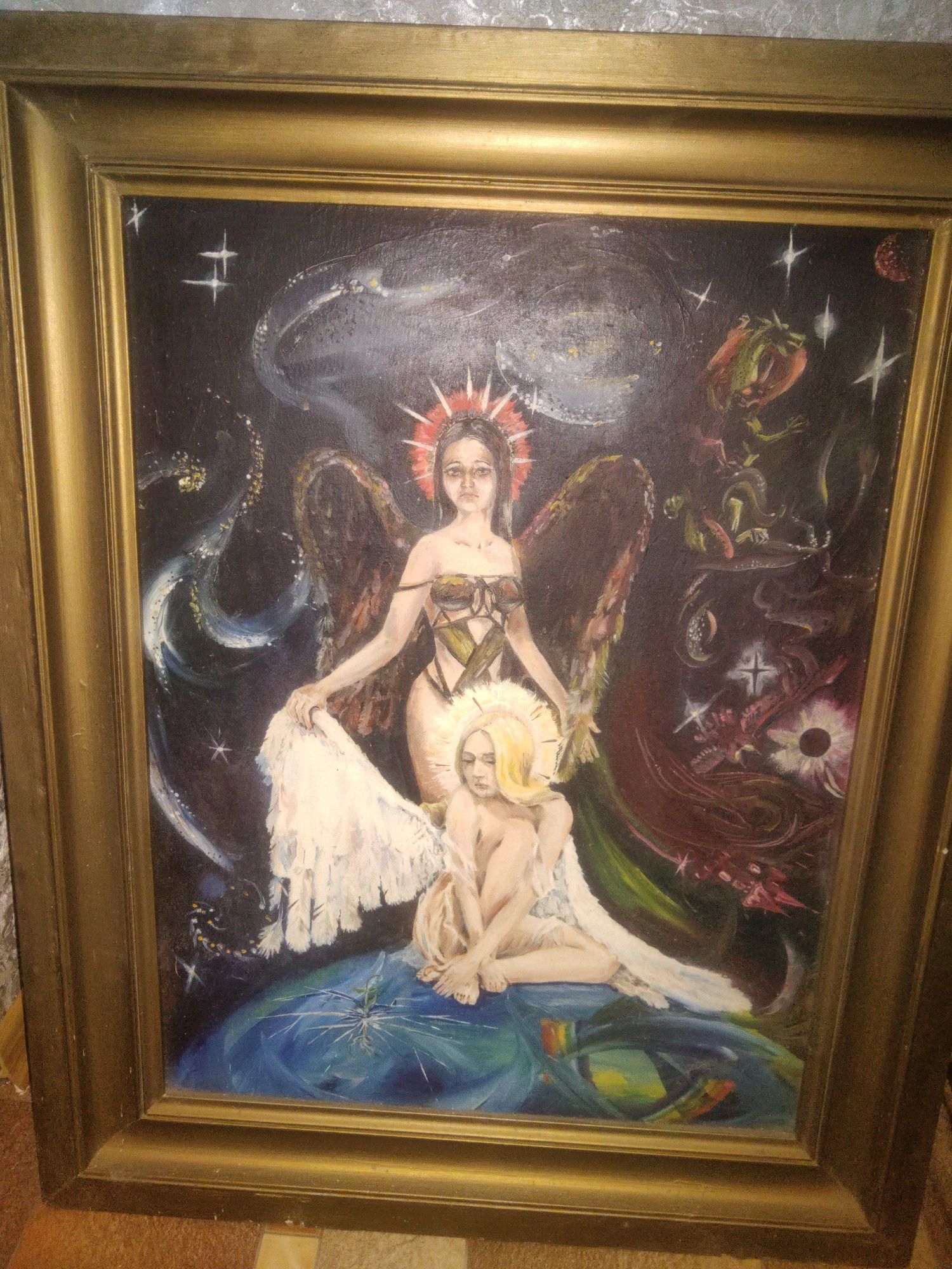 Картина , ручная работа ангел света и ангел тьмы