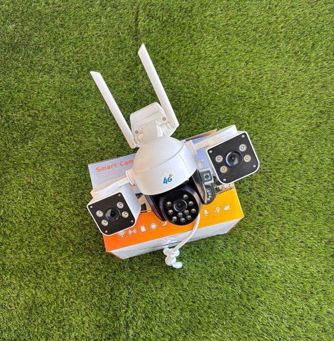 Потрійна Камера відеонагляду 4G 3G під сім-карту вулична V380 3 лінзи