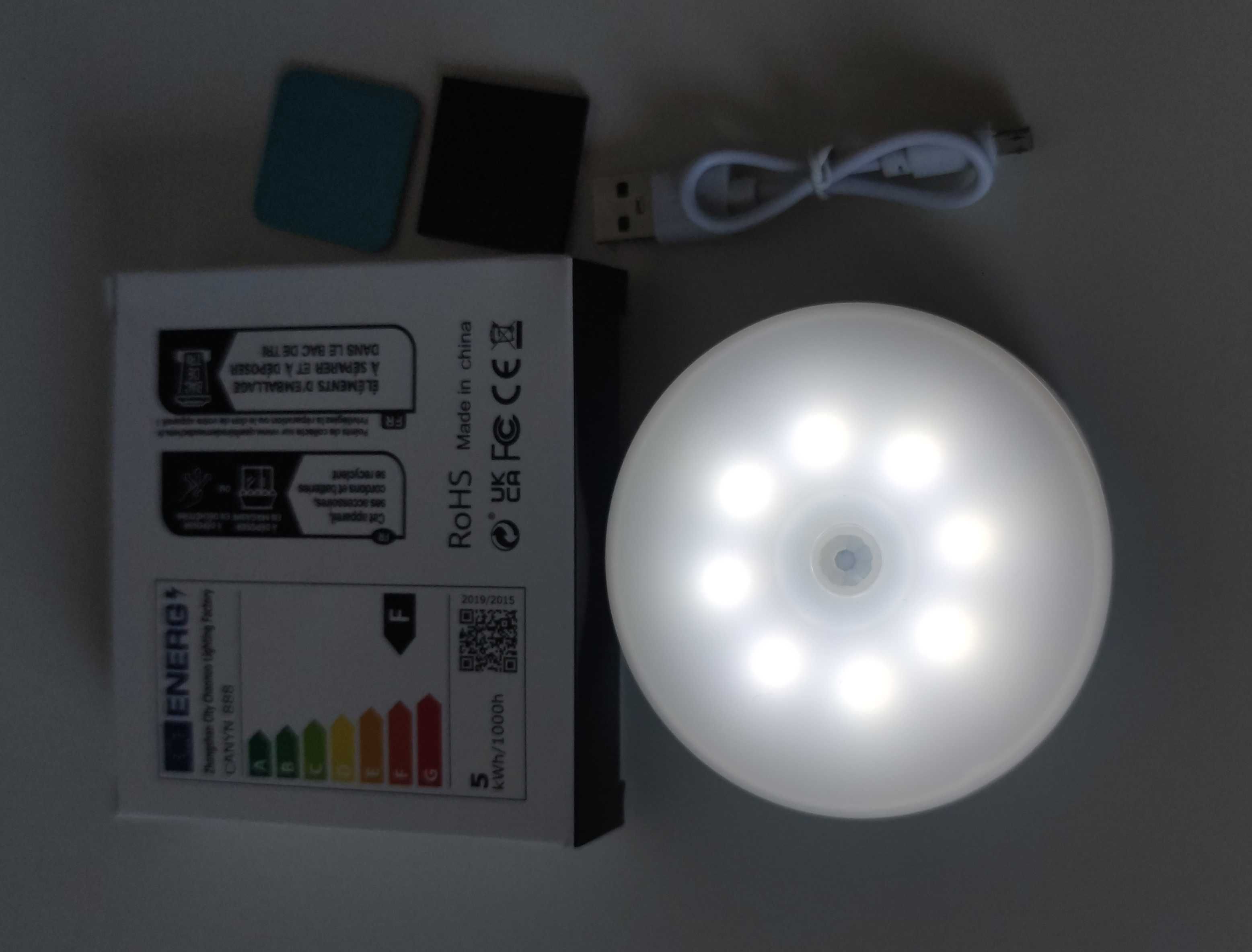5x Lampka Nocna LED Bezprzewodowa Czujnik Ruchu Zmierzchu USB Magnez