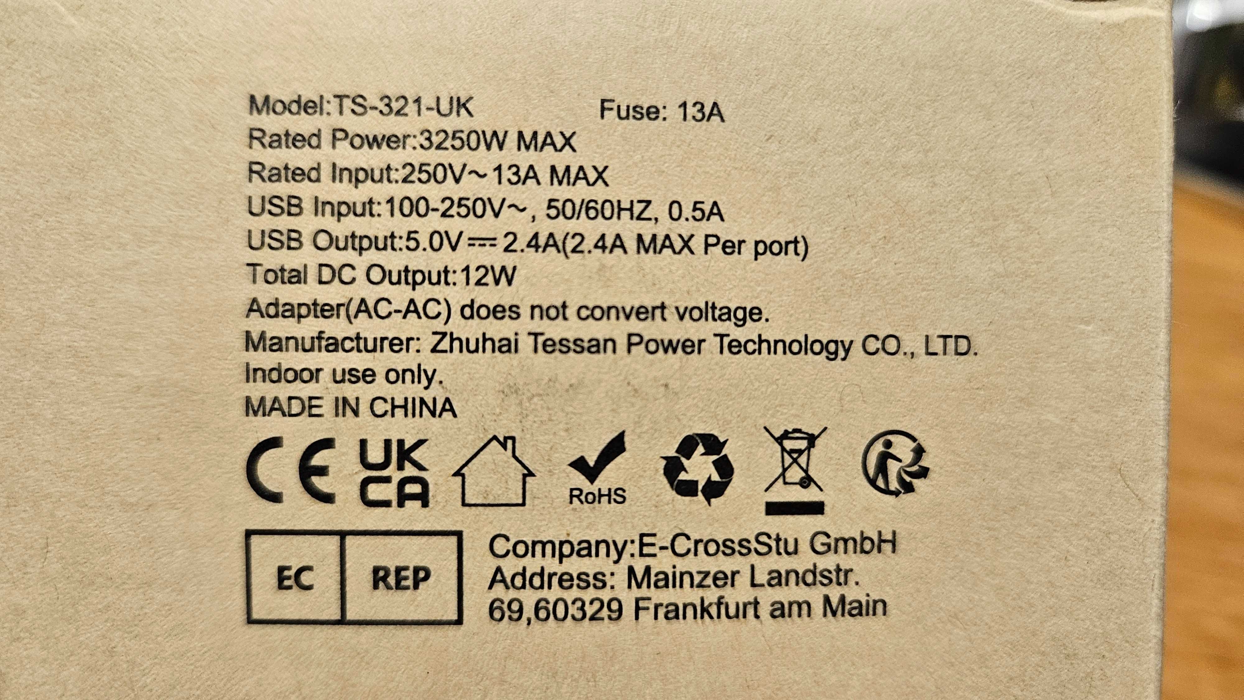Adapter podróżny UK Tessan podwójny