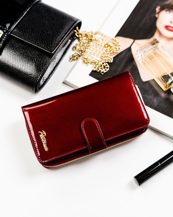 lakierowany portfel damski na karty rfid - peterson