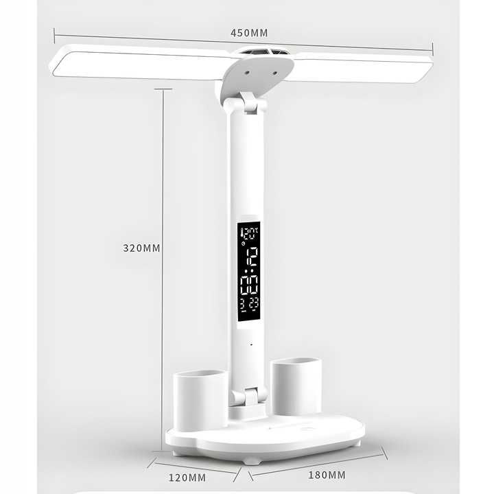 Podwójna lampka biurkowa led z wyświetlaczem organizer temp data 6w1