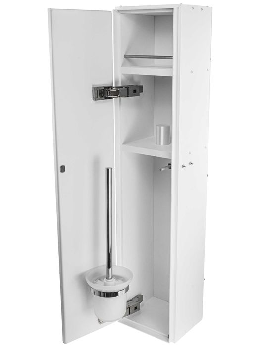 Szafka podtynkowa, schowek na szczotkę WC - papier poziomo, biała.