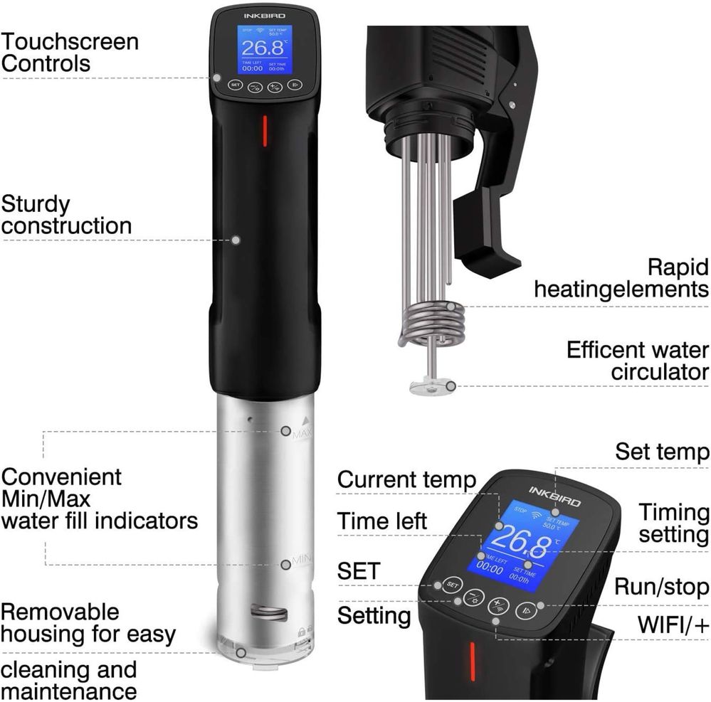 Inkbird Wlan Sous Vide Cooker, termostat zanurzeniowy