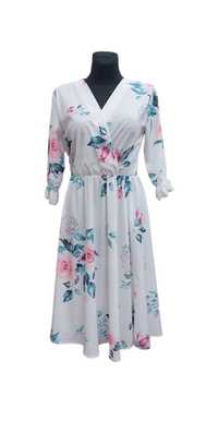 Sukienka damska długi rękaw, kwiaty, rozmiar XL