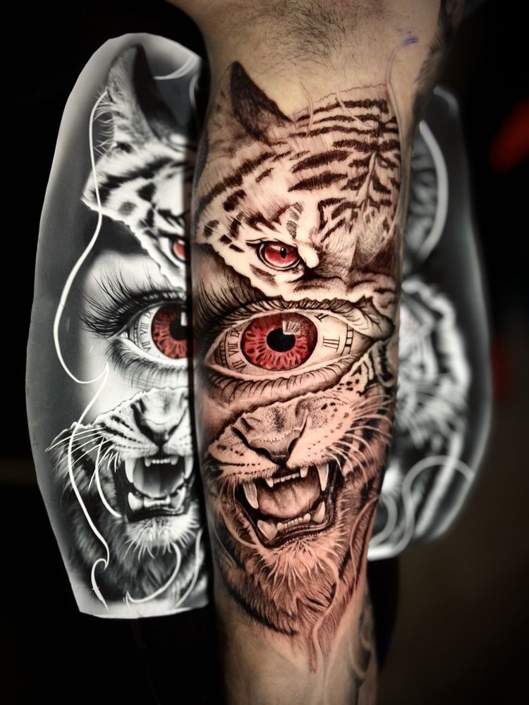 Tatuagem de varios estilos, realismo, preto e branco, colorido.