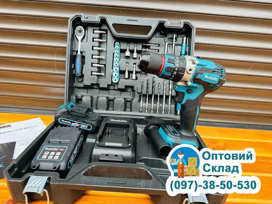 Якісний Шуруповерт Makita DHP485 BLACK З набором, Потужність 95Nm 36/6