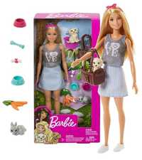 BARBIE Lalka ze zwierzątkami PIESKIEM I KRÓLIKIEM Lalka + Akcesoria