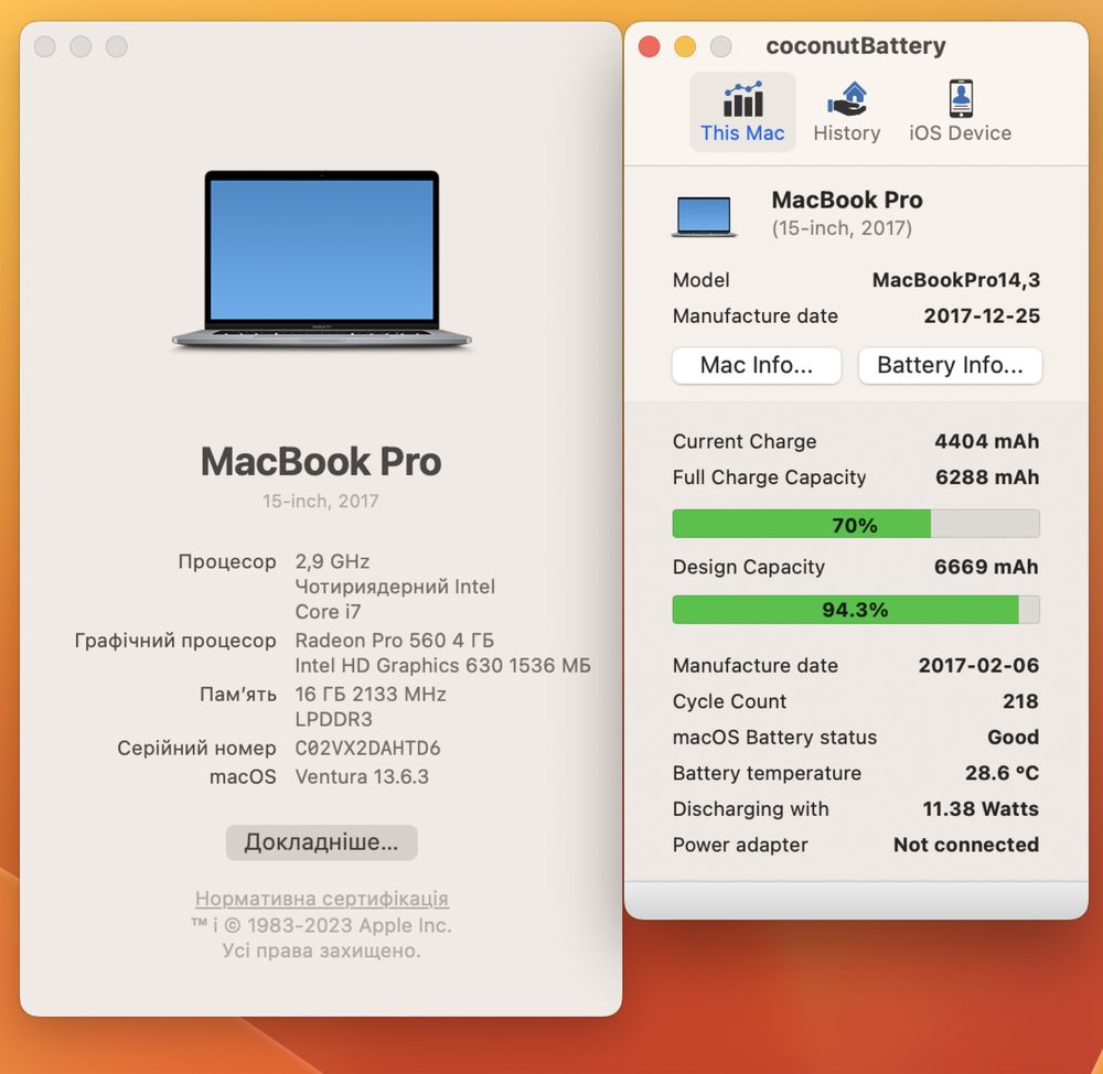 Macbook pro 15 2017 i7 2.9/ 16/ 512gb/ Radeon Pro 560 4GB