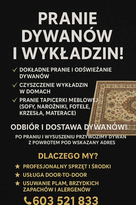 Pranie dywanów i tapicerek