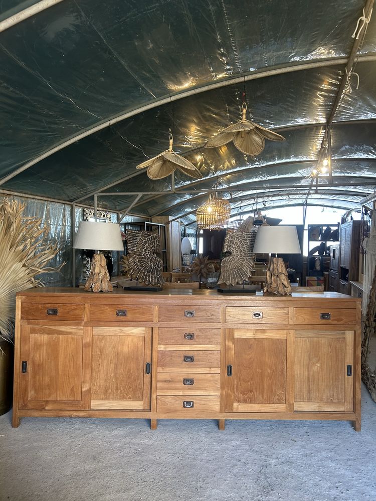 Komoda drewniana XXL 260cm TEAK bufet rustykalna farmhouse