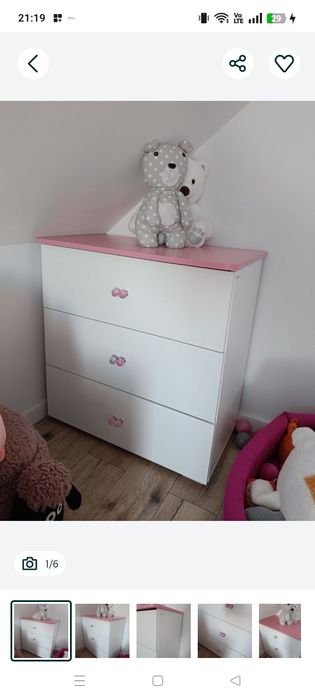 Komoda Konsimo różowa kryształki