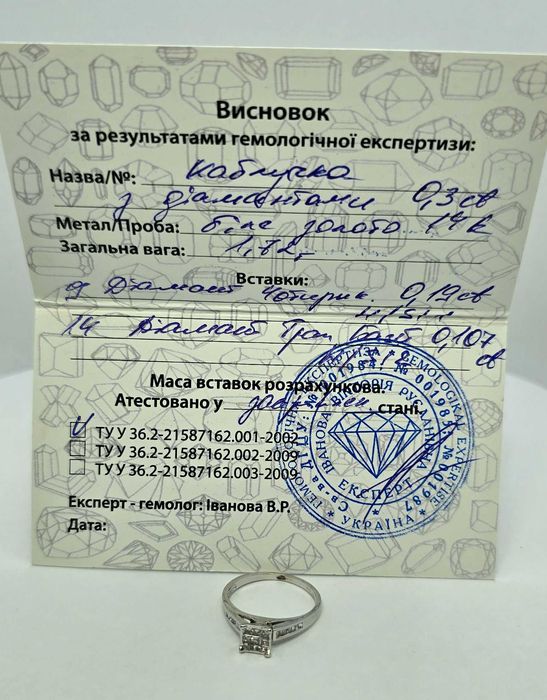 Кольцо с бриллиантами формы принцесса