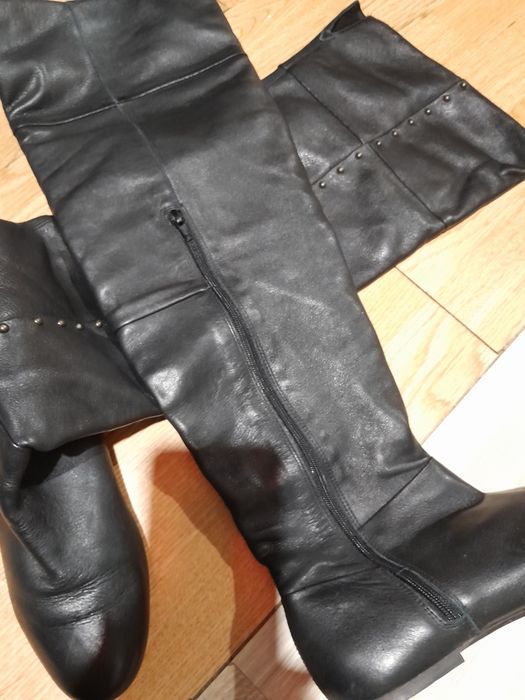 Шкіряні високі чоботи ботфорди 39