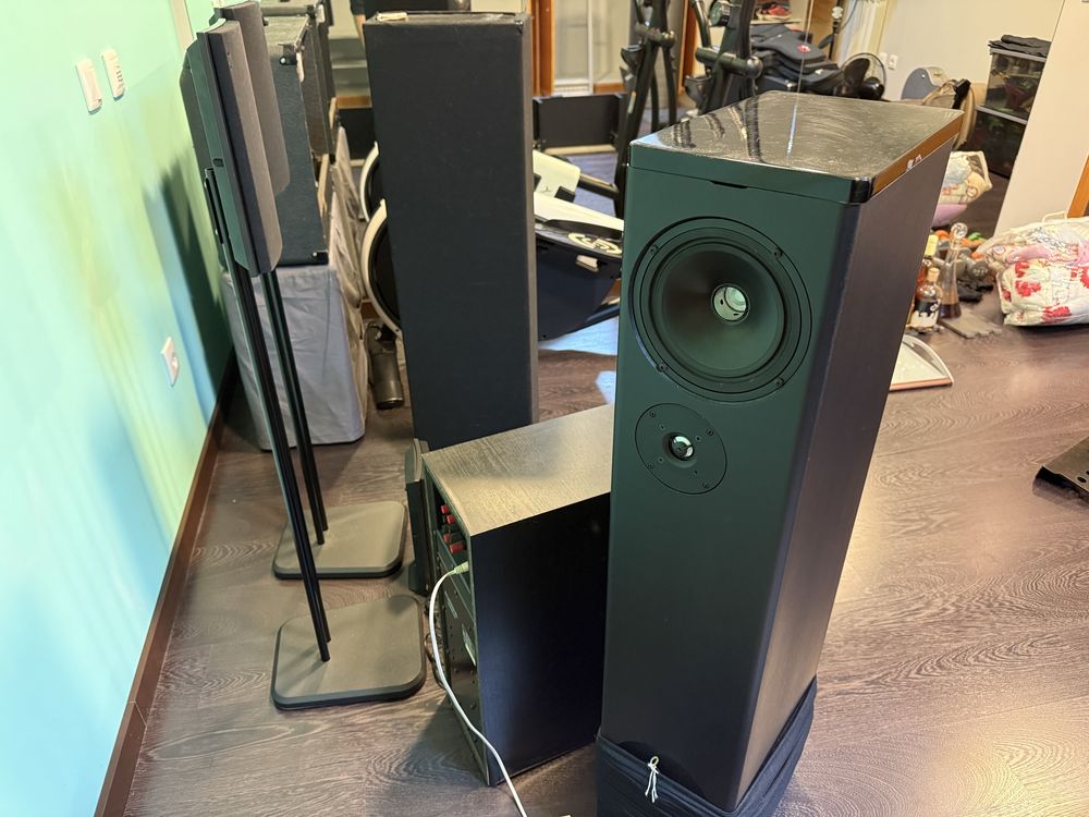 Sistema Som Pioneer 5.1 Amplificador Colunas Definitive e subwoofer