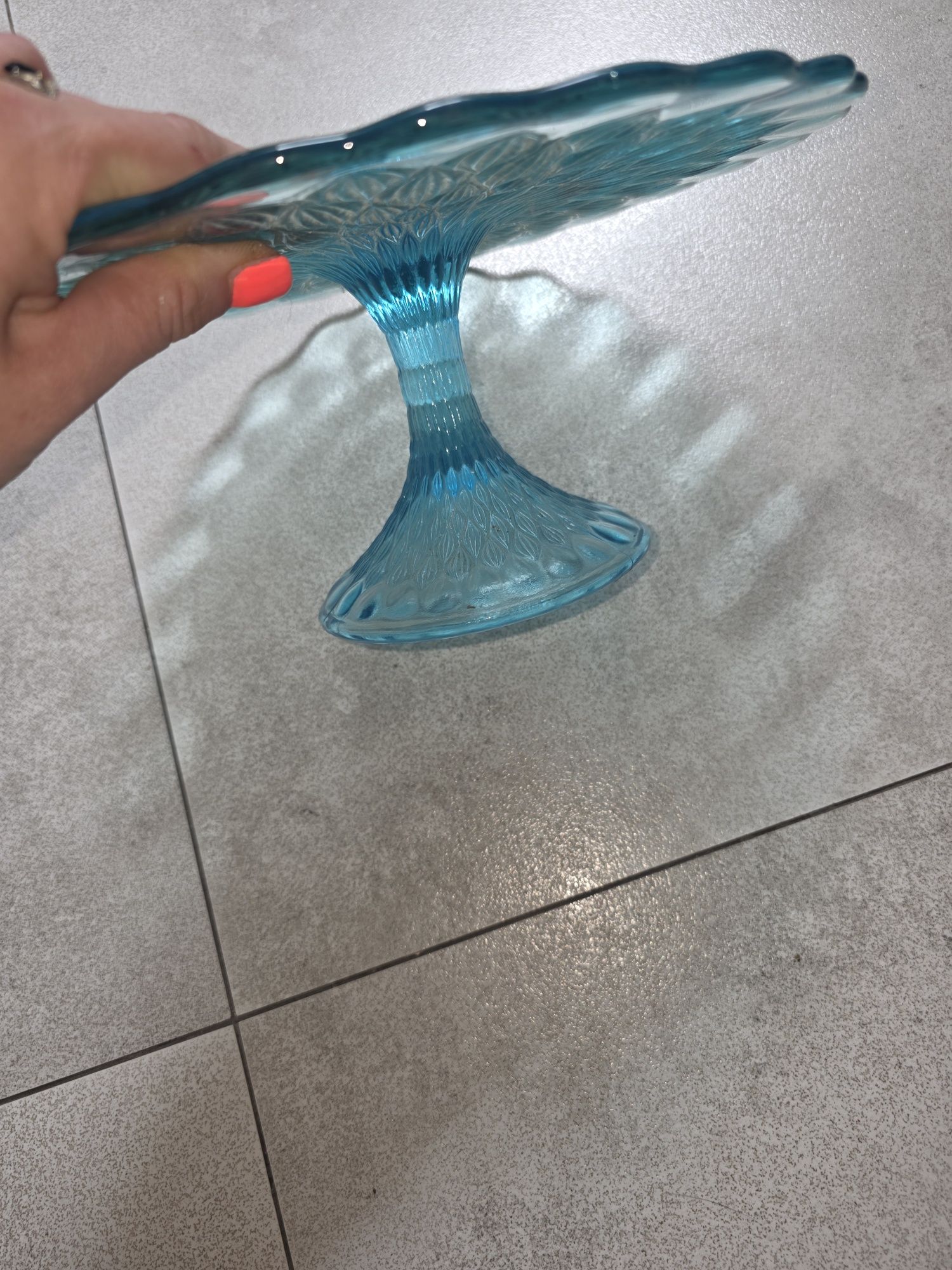 Duza patera  na nozce szklo Ząbkowice Śląskie