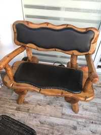 Fotel taras z obiciem skórzanym