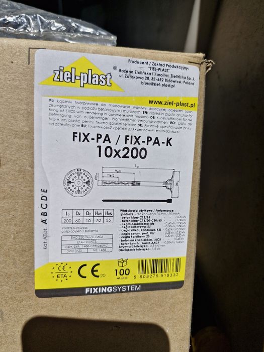 Kołki do styropianu 10x200