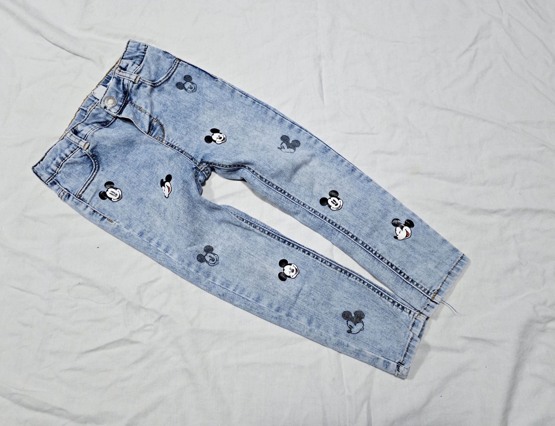 H&M spodnie jeansowe rurki Myszka Miki 104cm