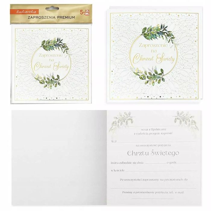 Zaproszenie Chrzest 5szt. Kukartka