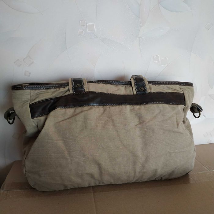 Брезентова сумка з шкіряними вставками