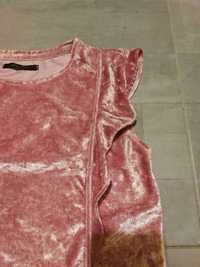 Bluzka elegancka welur różowa Mohito S 36 święta