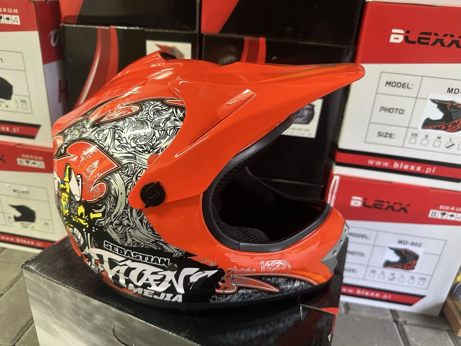 Kask City Bike M 55-56 cm pomaranczowy dla dziecka crossowy full face