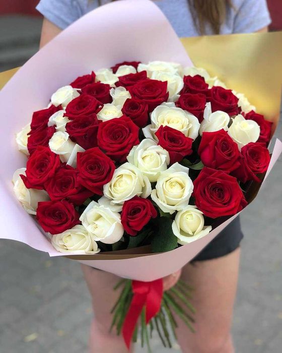 Букет, красных роз, 55 роз - акция! Цветы Днепр, доставка цветов
