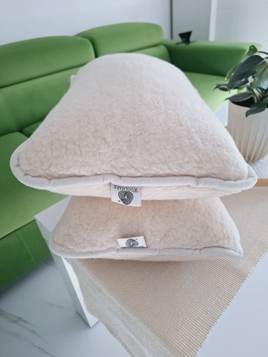 Wełniana poduszka pierze 55x35 wysoka gruba