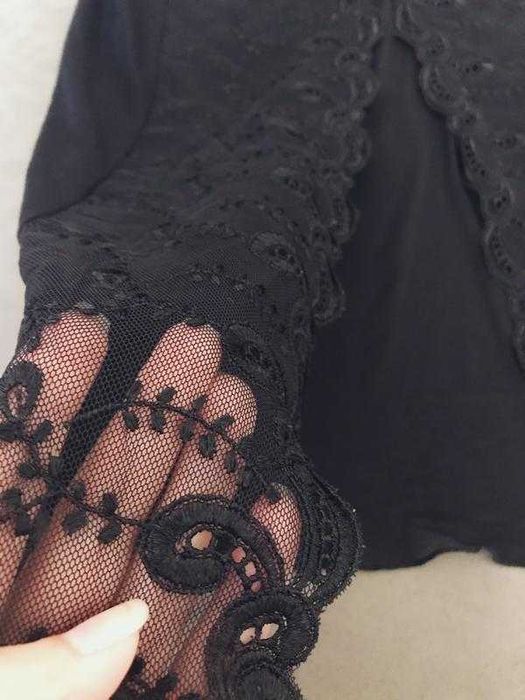 Спокусливий пеньюар | чорне мереживо S | нічна сорочка