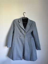 Płaszcz rozkloszowany szaro niebieski vintage
