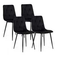 Komplet 4 krzeseł welurowych do jadalni i salonu - czarne